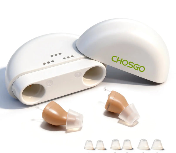CHOSGO K419R Rechargeable CIC Hearing Aids for Seniors | Invisible OTC Hearing Aid