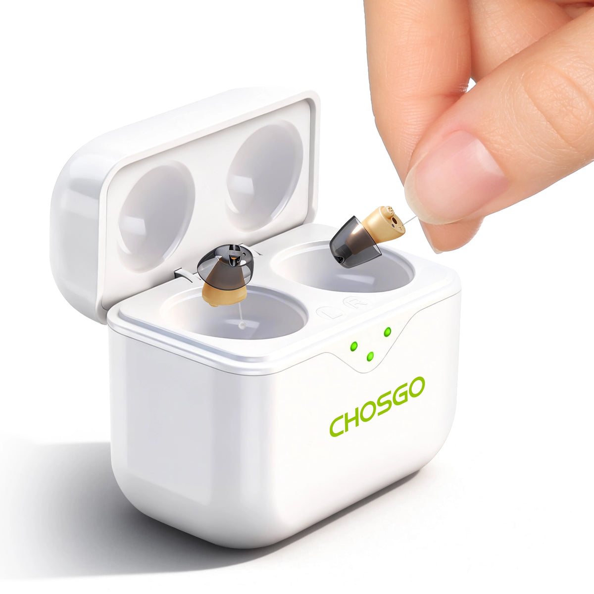 CHSOGO® SmartR Lite | Smallest Rechargeable CIC OTC Hearing Aids, AI Noise Reduction