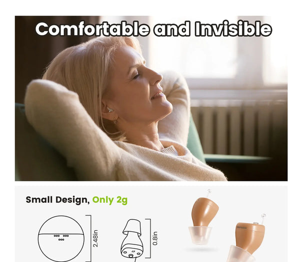 CHOSGO K419R Rechargeable CIC Hearing Aids for Seniors | Invisible OTC Hearing Aid