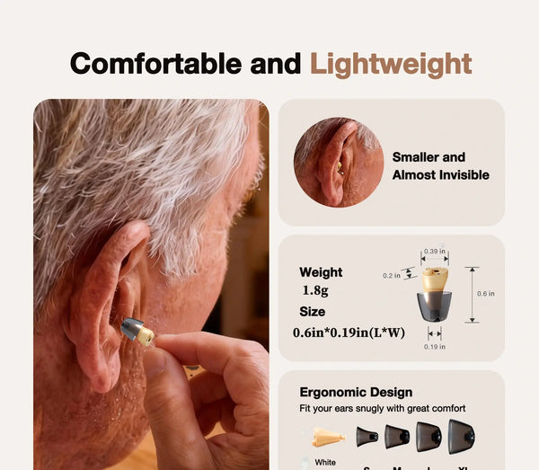CHSOGO® SmartR Lite | Smallest Rechargeable CIC OTC Hearing Aids, AI Noise Reduction