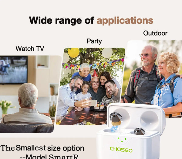 CHSOGO® SmartR Lite | Smallest Rechargeable CIC OTC Hearing Aids, AI Noise Reduction