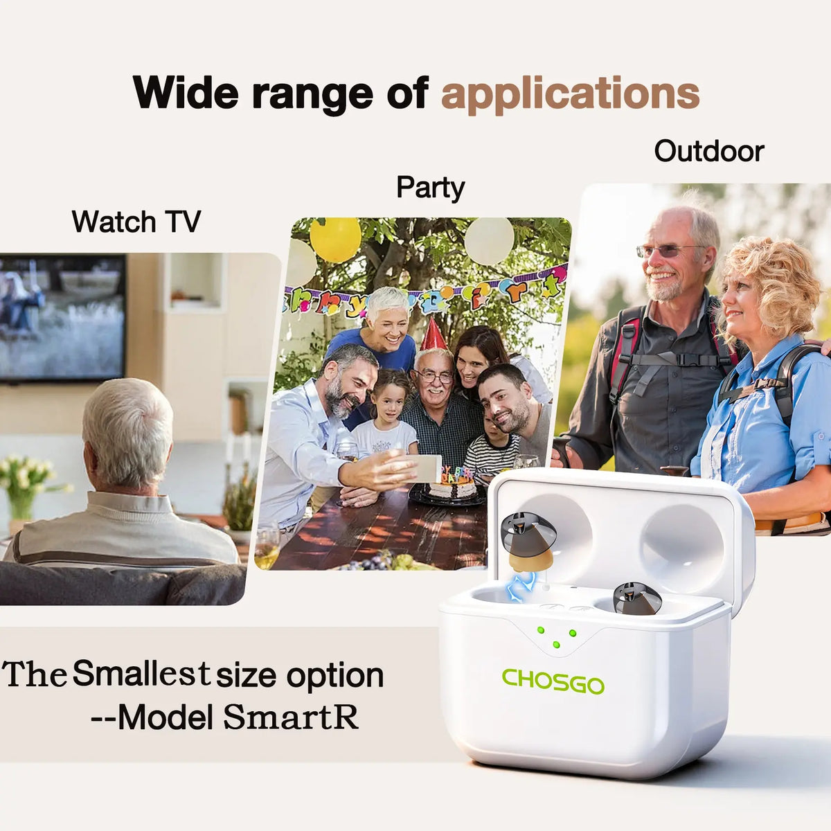 CHSOGO® SmartR Lite | Smallest Rechargeable CIC OTC Hearing Aids, AI Noise Reduction