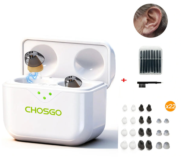 CHSOGO® SmartR Lite | Smallest Rechargeable CIC OTC Hearing Aids, AI Noise Reduction
