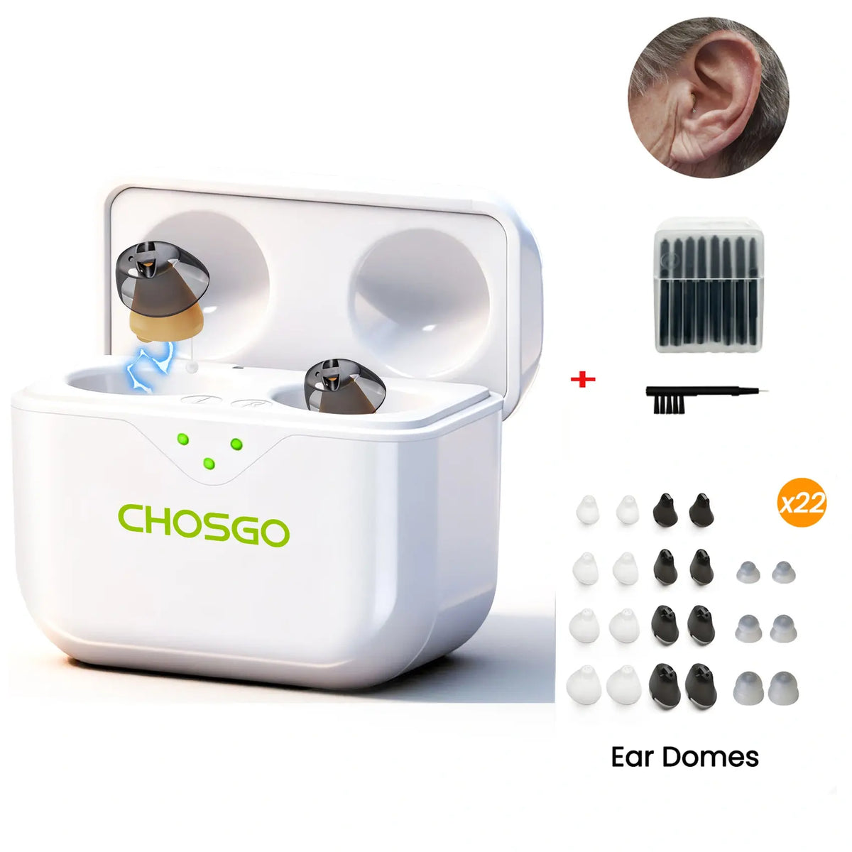 CHSOGO® SmartR Lite | Smallest Rechargeable CIC OTC Hearing Aids, AI Noise Reduction