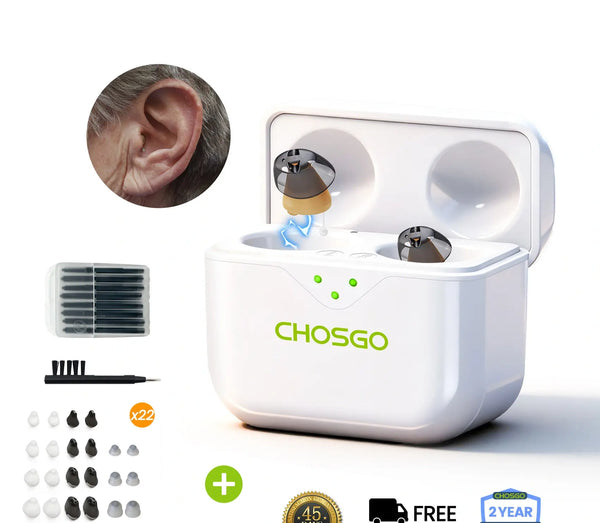 CHSOGO® SmartR Lite | Smallest Rechargeable CIC OTC Hearing Aids, AI Noise Reduction