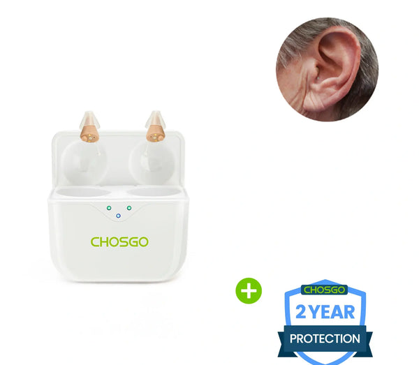 CHOSGO SmartR Pro Rechargeable CIC OTC Hearing Aids – Smallest, AI Noise Reduction