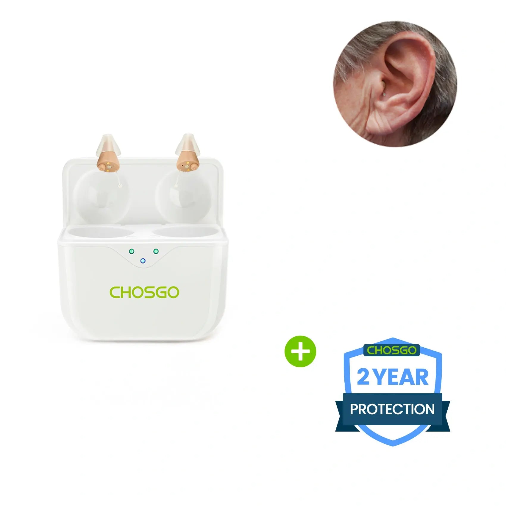 CHOSGO SmartR Pro Rechargeable CIC OTC Hearing Aids – Smallest, AI Noise Reduction