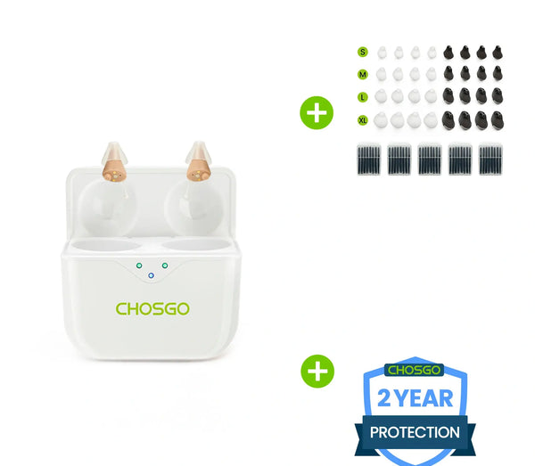 CHOSGO SmartR Pro Rechargeable CIC OTC Hearing Aids – Smallest, AI Noise Reduction