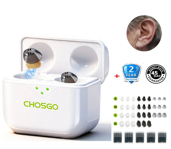 CHSOGO® SmartR Lite | Smallest Rechargeable CIC OTC Hearing Aids, AI Noise Reduction
