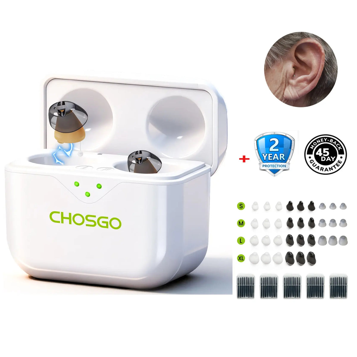 CHSOGO® SmartR Lite | Smallest Rechargeable CIC OTC Hearing Aids, AI Noise Reduction