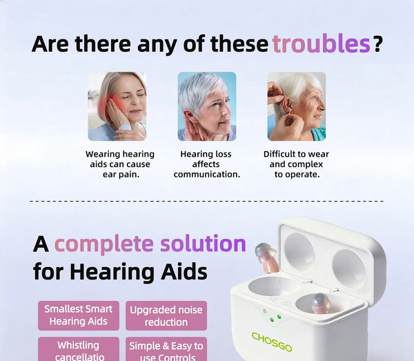 CHOSGO SmartR Pro | Smallest Rechargeable CIC OTC Hearing Aids, AI Noise Reduction