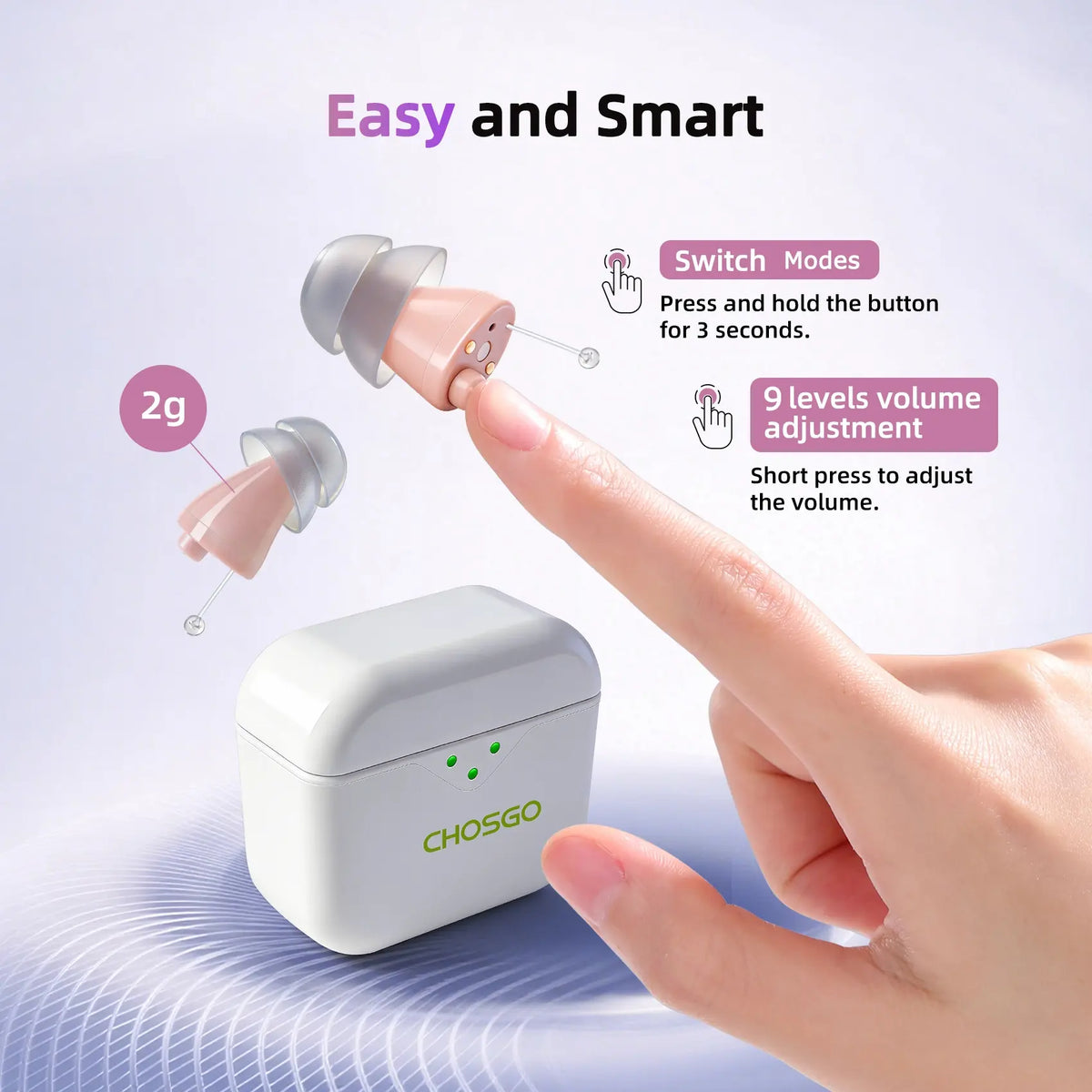 CHOSGO SmartR Pro | Smallest Rechargeable CIC OTC Hearing Aids, AI Noise Reduction