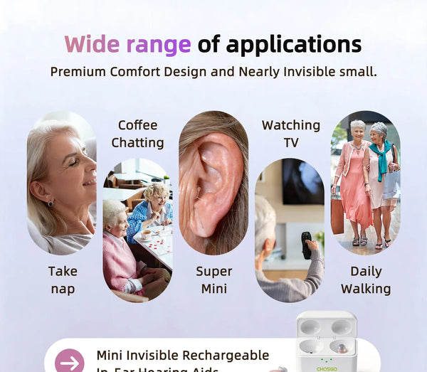 CHOSGO SmartR Pro | Smallest Rechargeable CIC OTC Hearing Aids, AI Noise Reduction