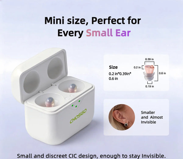 CHOSGO SmartR Pro | Smallest Rechargeable CIC OTC Hearing Aids, AI Noise Reduction