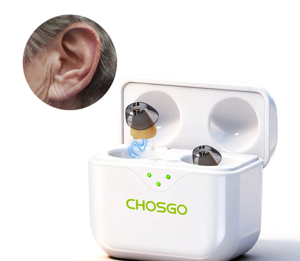CHSOGO® SmartR Lite | Smallest Rechargeable CIC OTC Hearing Aids, AI Noise Reduction