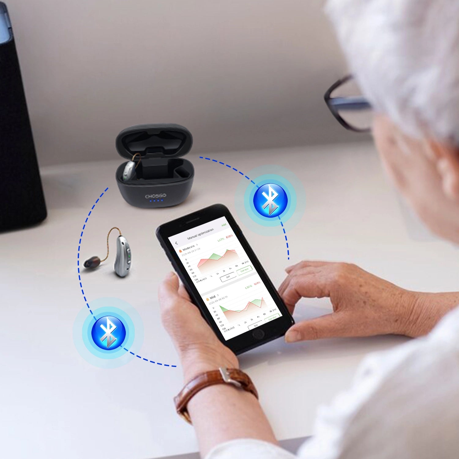 V03B Pro OTC Bluetooth Hearing Aids | AI Noise Reduction | Self-Fitting App | Calls & Music – CHOSGO