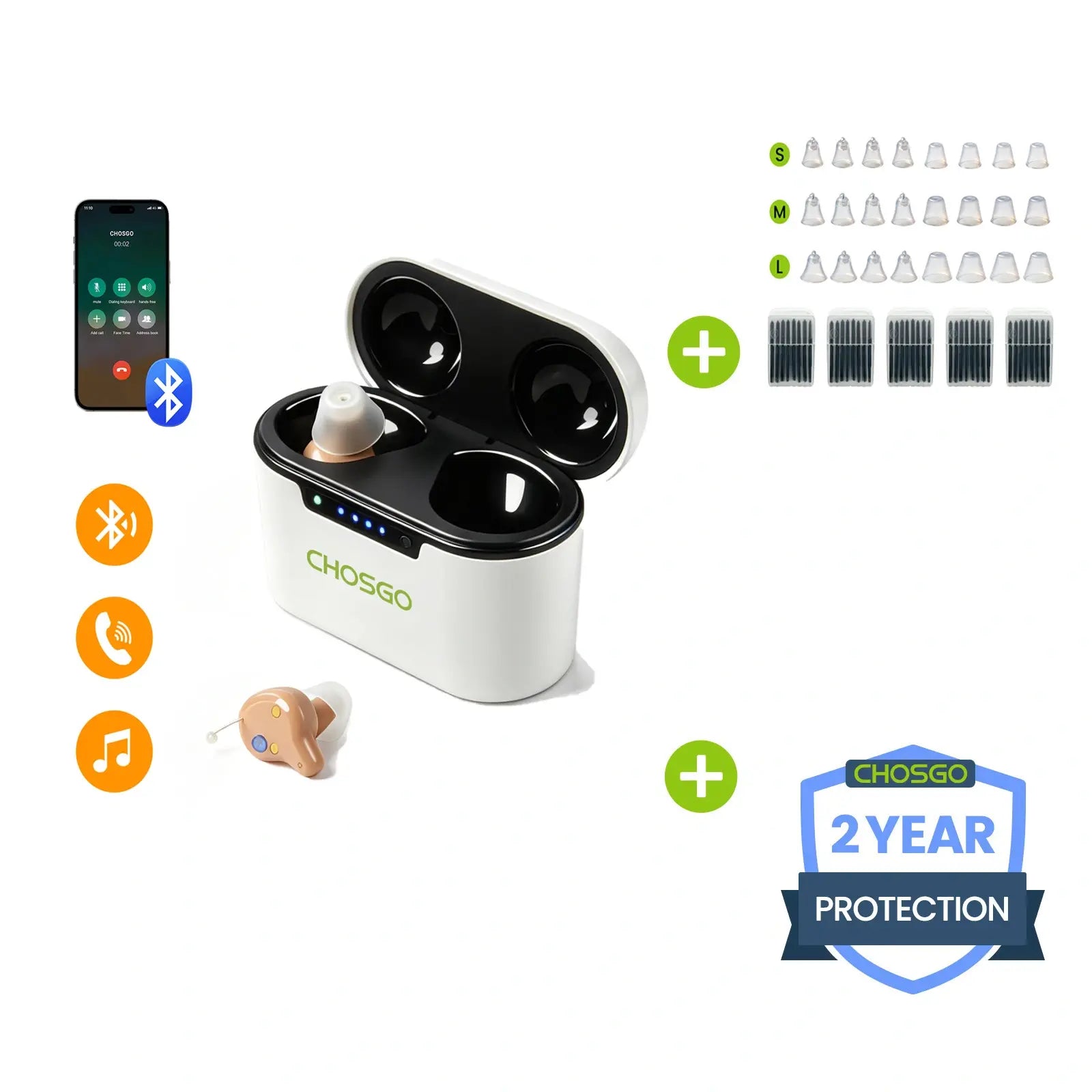 CHOSGO K23 Bluetooth OTC Hearing Aids | Rechargeable Hearing Aids for Seniors