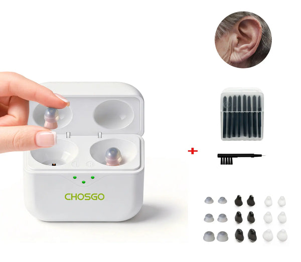CHOSGO SmartR Pro | Smallest Rechargeable CIC OTC Hearing Aids, AI Noise Reduction