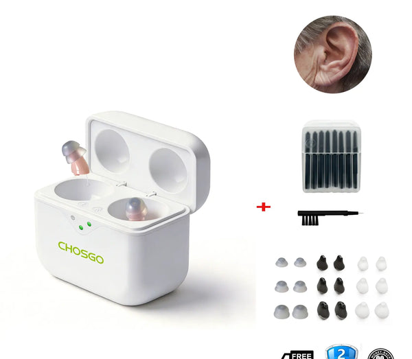 CHOSGO SmartR Pro | Smallest Rechargeable CIC OTC Hearing Aids, AI Noise Reduction