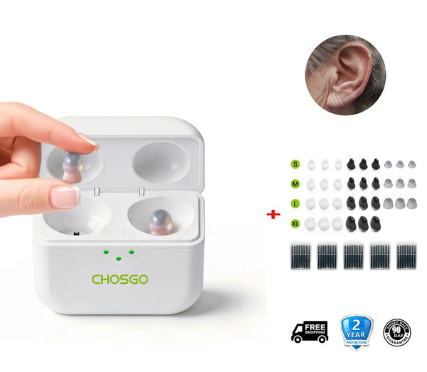 CHOSGO SmartR Pro | Smallest Rechargeable CIC OTC Hearing Aids, AI Noise Reduction