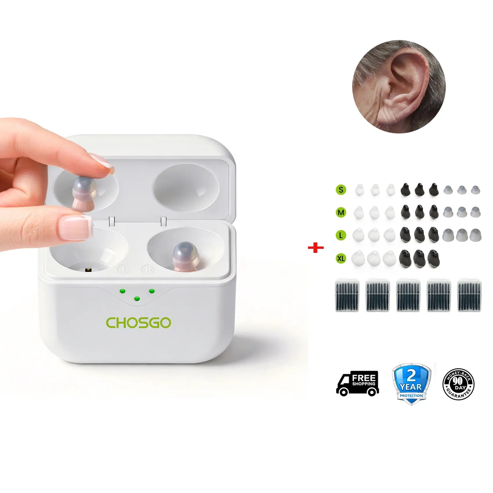 CHOSGO SmartR Pro | Smallest Rechargeable CIC OTC Hearing Aids, AI Noise Reduction